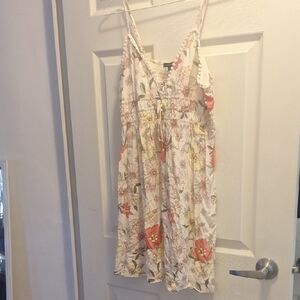 Ambiance Floral Spaghetti-Strap Sun Dress in White, Coral, Yellow